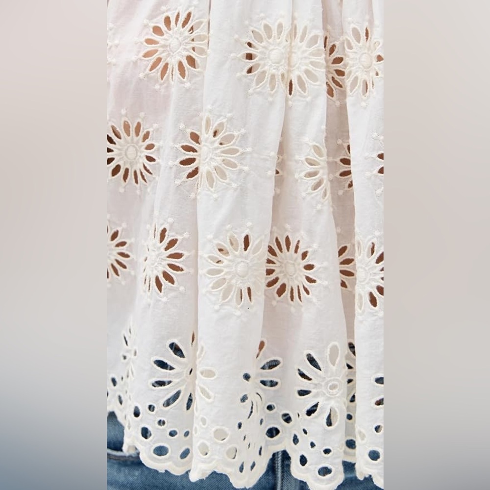Madewell Embroidered Shirred Puff Sleeve Top - Picture 6 of 16